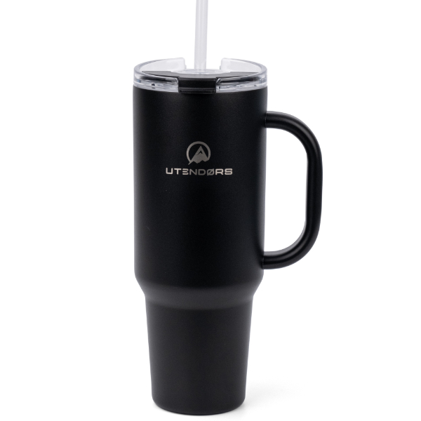 Vaso Tumbler 1.2Lt. Con pajita PE Negro. Utendors DA-111S-PBL