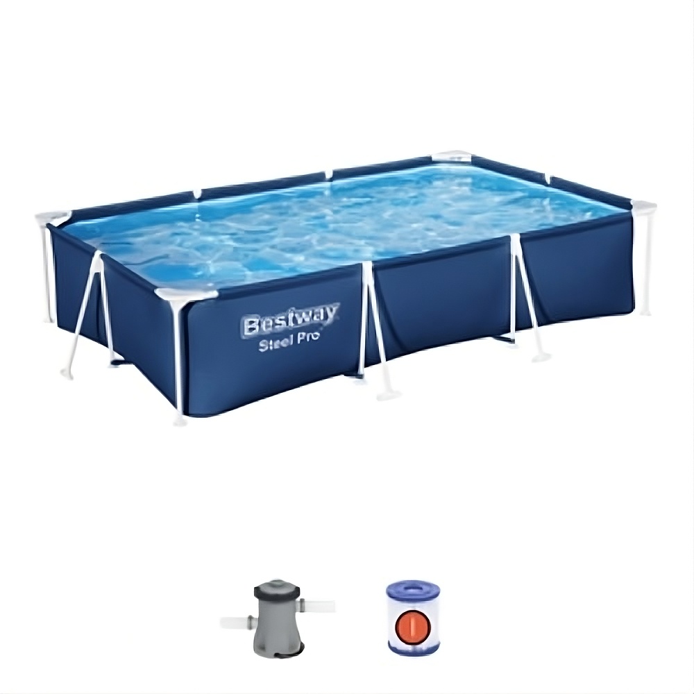Piscina rectangular con est. metalica 3.300Lt. con depurador
