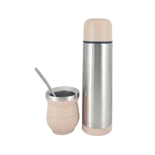 Set Mate con bombilla y Termo 500ml Rosa
