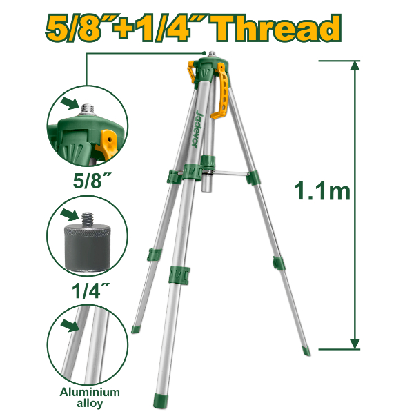Tripode de Aluminio de 1.1m. Encastres 5/8 y 1/4" Jadever JDLE9301