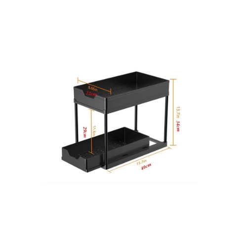 Estante Doble para Condimentos 40x22x33 Negro Hierro+Plast.