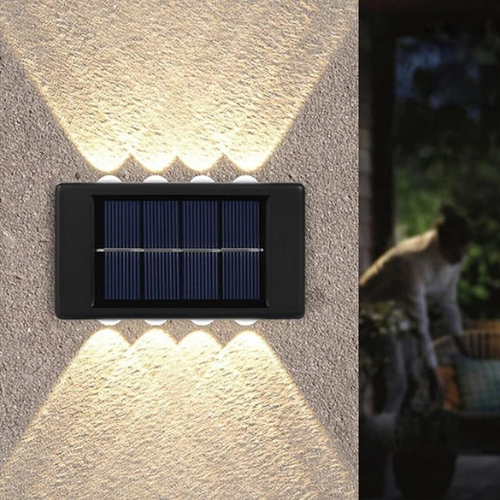 Lámpara Aplique de Pared 8 Led Solar Decorativo