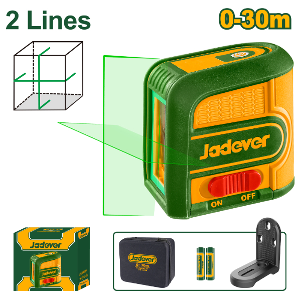 Nivel Laser Verde (0 - 30m) + Soporte Jadever Caja JDLE2M03