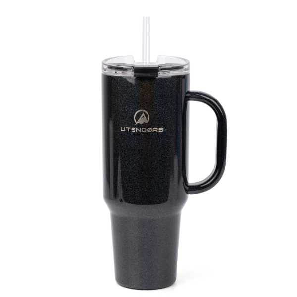 Vaso Tumbler 1.2Lt. Con pajita Reflectivo Negro. Utendors DA-111S-IRB