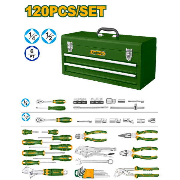 Caja de herramientas 120 pzas + Caja organizadora. Jadever JDHS3120