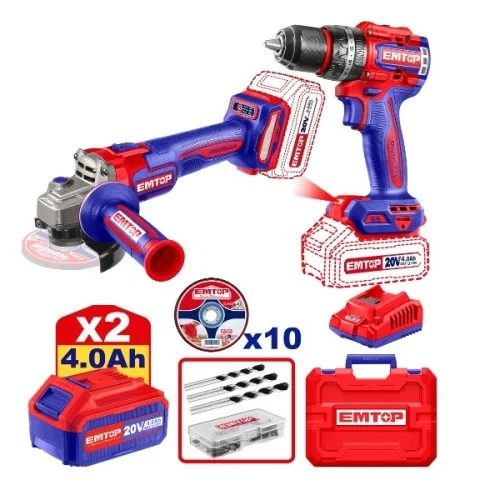 Kit Amoladora + Taladro Emtop Eckl20273