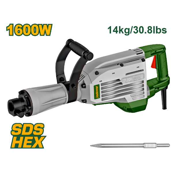Martillete Demoledor 14Kg 1600W 45J Hex(28mm). Jadever Maletin JDDB1D80