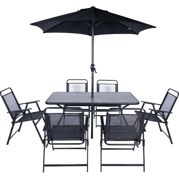 Juego Jardin 8pzas. Negro ((C)sombrilla) GoLeader GL-72831