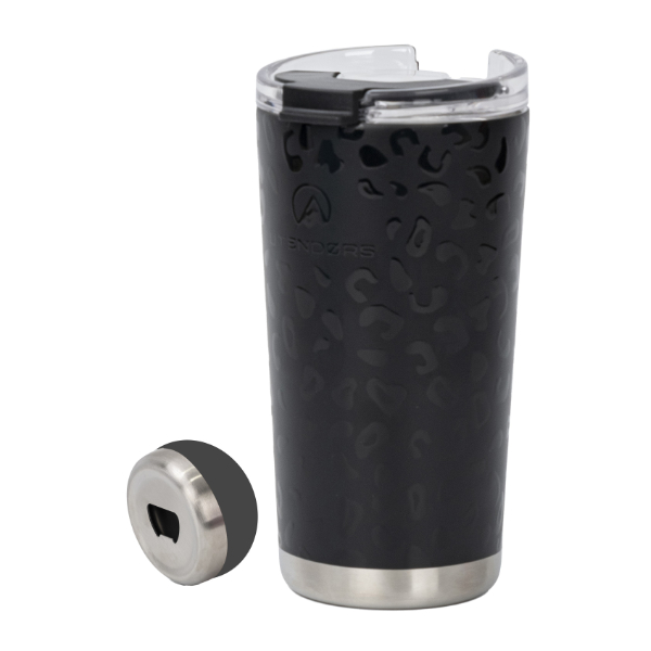 Vaso Termico 475ml. TH Leopardo Negro. (Abridor) Utendors DA-532-LPB
