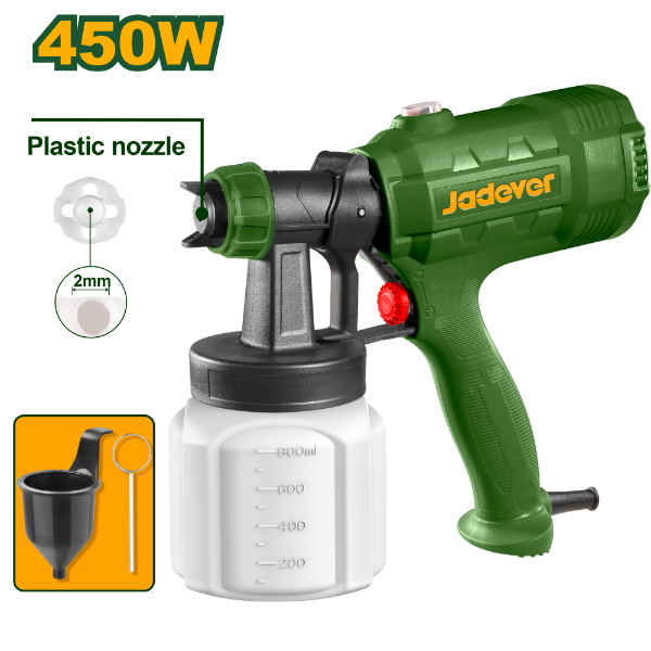 Pistola de pintar electrica 450w (800ml). Jadever caja JDEG1A16