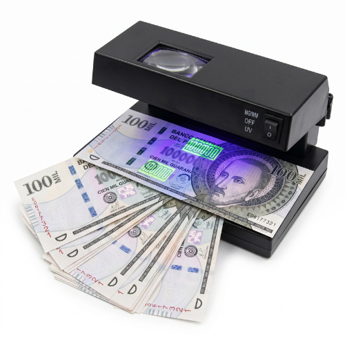Detector de Billetes Falsos con Luz UV y Lupa