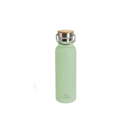 Botella Acero Inox 450ml D/Pared Ver Tapa Bamboo Mobby