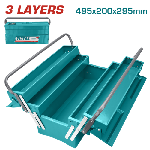 Caja Porta Herramientas Metálica Plegable 3 Capas 49X20X29CM  Total
