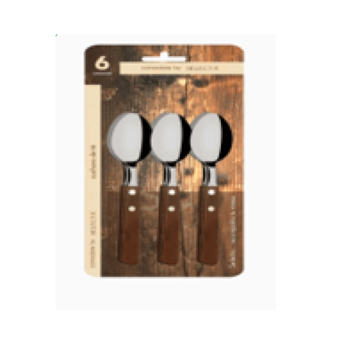 Set 6pzas Cuchara de Te 1.2mm Mango Madera
