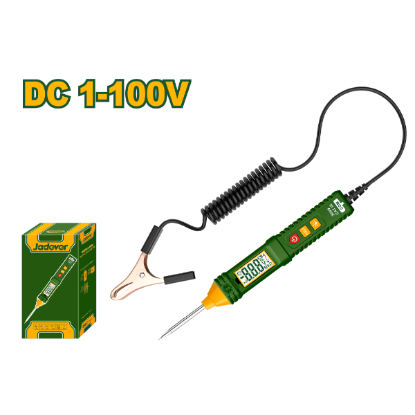 Lapiz tester automotriz DC 1-100V con pinza a tierra. blister Jadever JDTP5501