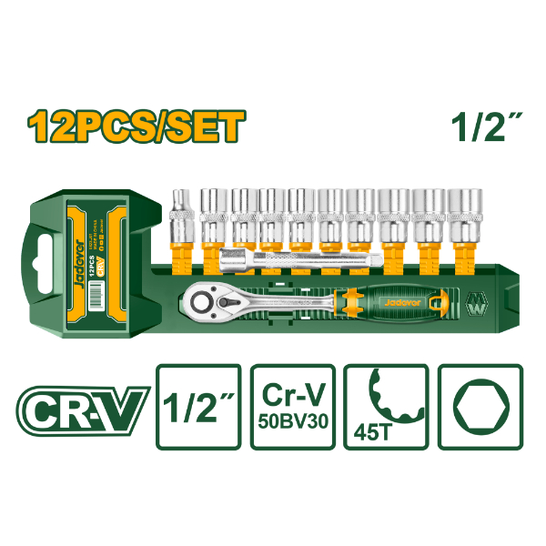 Juego Llave tubo CrV 1/2" 12pzs (10-24mm) Jadever Estuche JDST2212