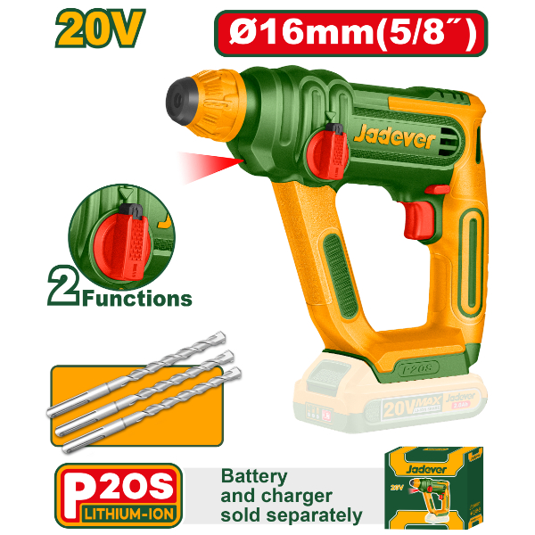 Rotomartillo SDSp 1.5J 20V BL + Acc. Sin Bat. Jadever Caja JDLM1516