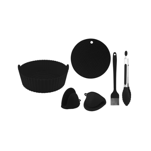 Set de Utensilios 6 Pcs de Silicona para Freidora de Aire Redondo Croix Negro