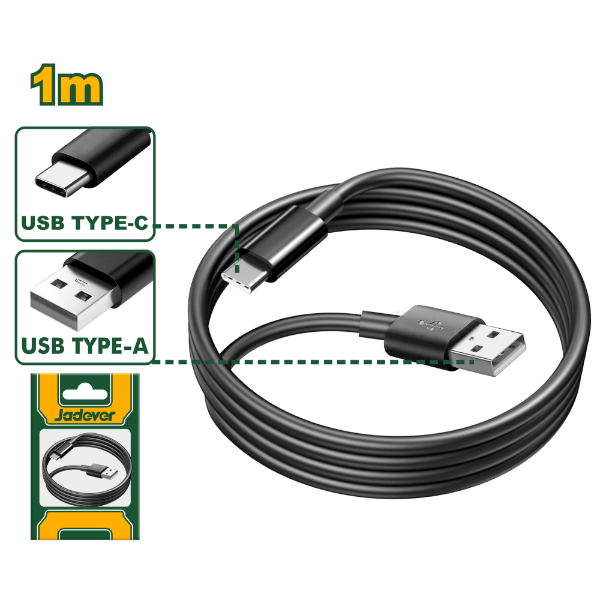 Accesorio - Cable USB Tipo A - C 1m. Jadever Blister JDUB1501