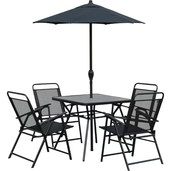 Juego jardin 6pzas. Negro c/ sombrilla GoLeader GL-72833