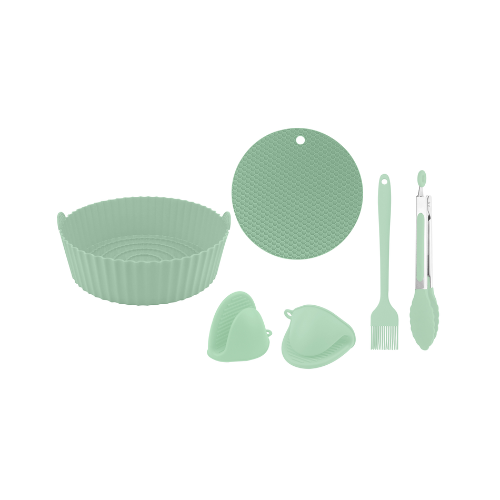Set de Utensilios 6 Pcs de Silicona para Freidora de Aire Redondo Croix Verde