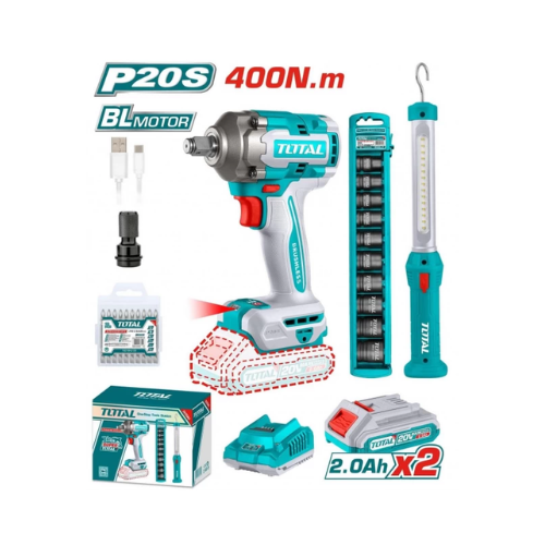 Kit De Llave De Impacto +Lampara - Total Tosli23048