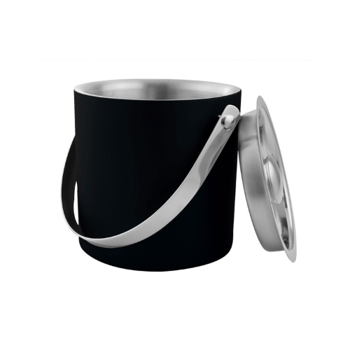 Hielera A. Inox. c/asa Ext. Negro Mat. D15x15cms