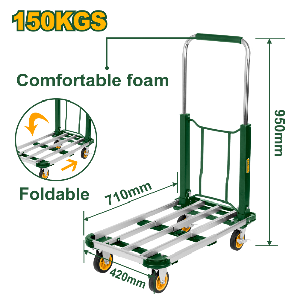 Carretilla plataforma plegable 150Kg (71x42x95cm) Jadever JDWB9A15
