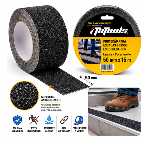 Cinta Antideslizante para Escaleras y Pisos 50 mm x 15mts