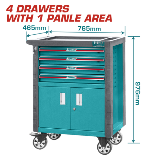 Gabinete Para Herramientas 97CM 4 Cajones Y Puertas Doble Total