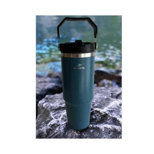 Mug Travel Termic 900ml C/Asa A.Inox Azul Petroleo