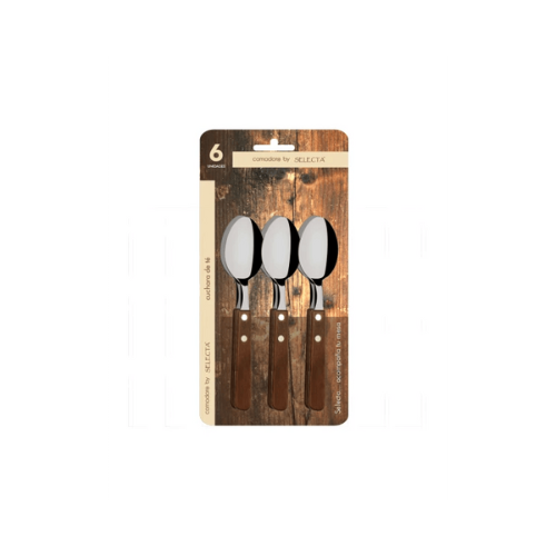 Set 6pzas cuchara de Mesa 1.2mm Mango Madera