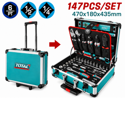 Kit Maletin Porta Herramientas 147pcs Total Thkthp21476